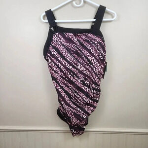 AQUA GREEN Asymetrical One Piece Tank‎ Swimsuit UPF 50+ Swimwear SZ XL 16/18